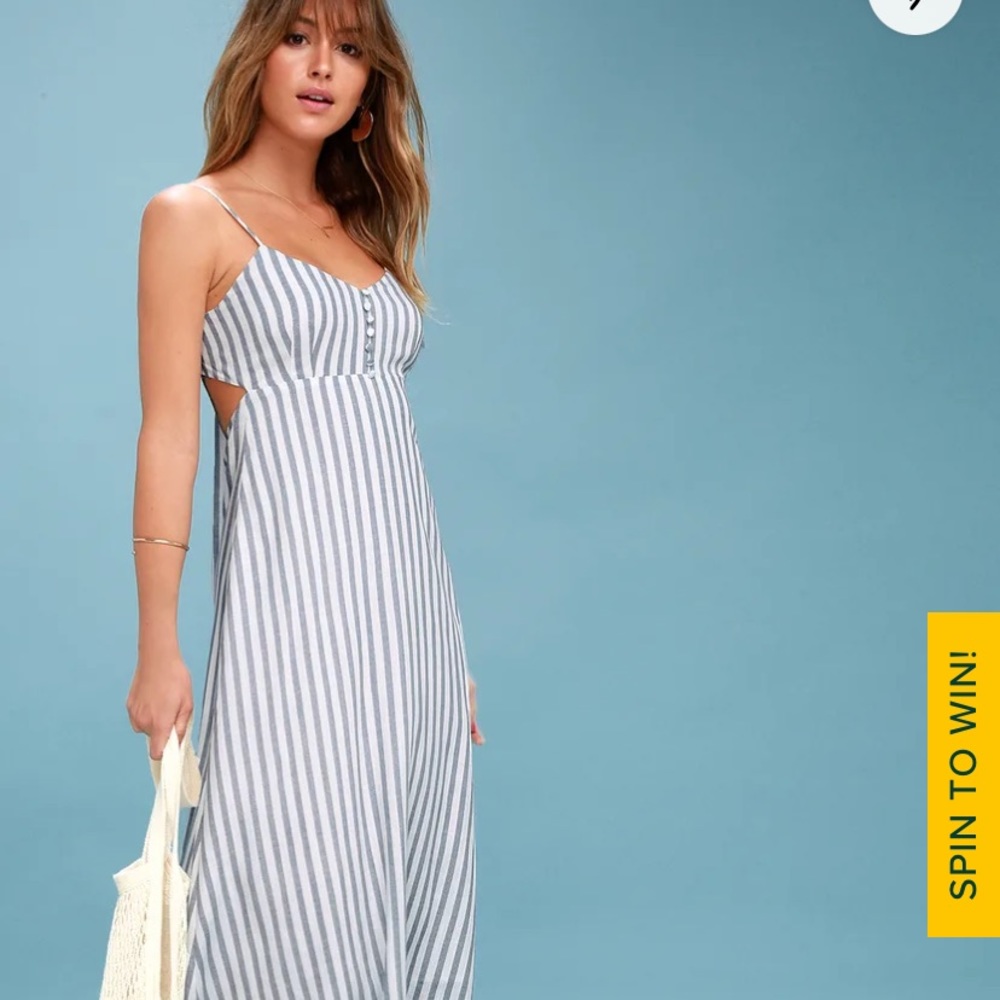 Lulus backless blue and white striped dress